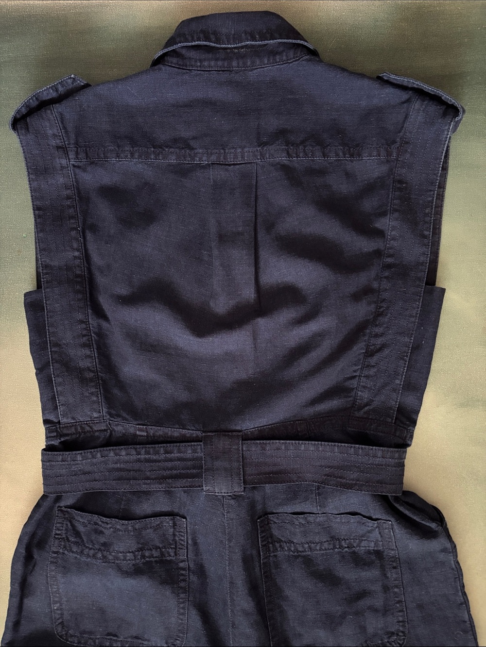 Banana Republic Sleeveless Utility Jumpsuit Linen Cotton Indigo Blue - Picture 8 of 12